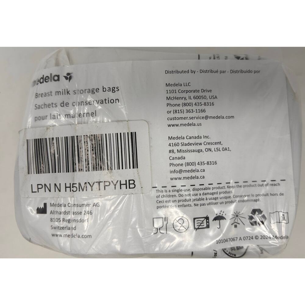 Medela Breast Milk Storage Bags 100 Bags 6 oz / 180 ml
